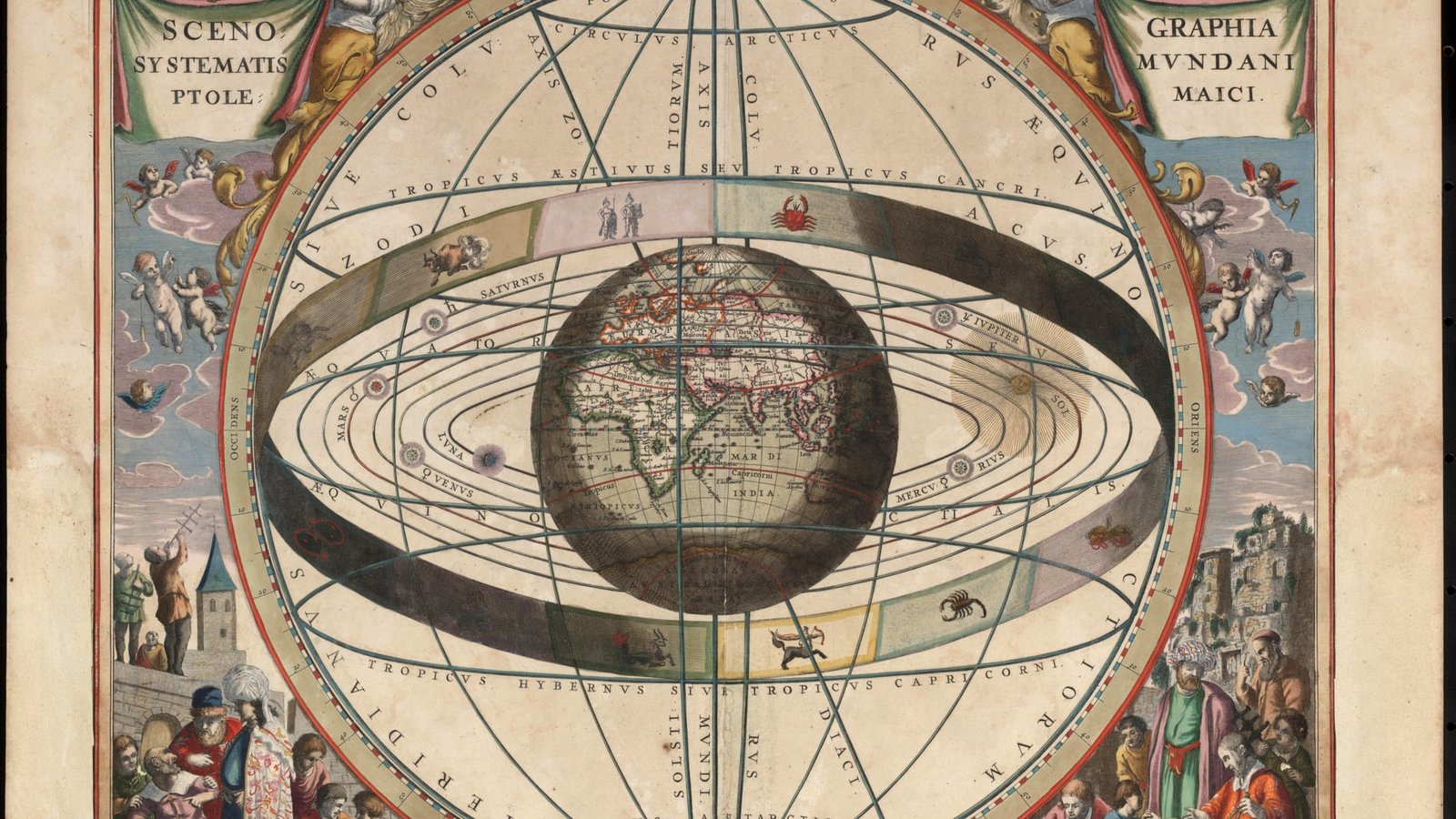 Andreas Cellarius 1660 Harmonia Macrocosmica celestial planisphere copperplate engraving showing tropical zodiac constellations
