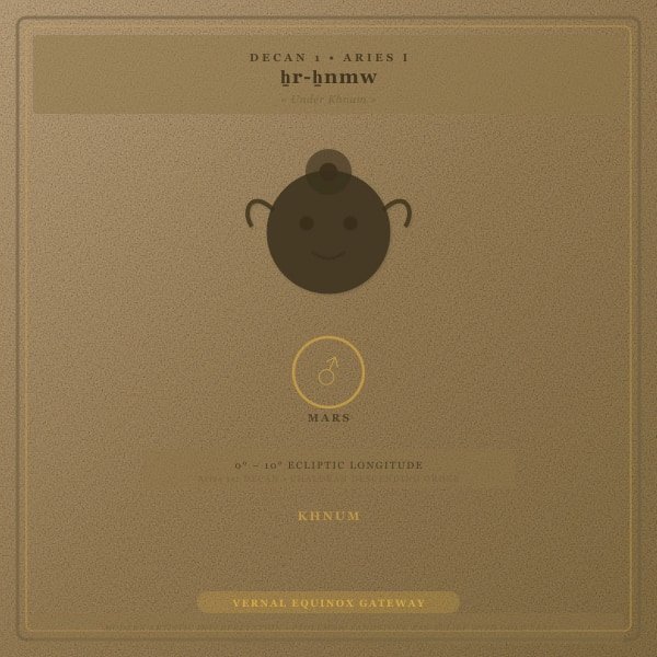 Dekan-Nummer 1: ẖr-ẖnmw / ẖnmw (smꜣ) - Widder