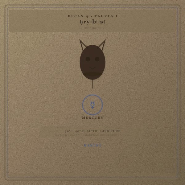 Numéro du Décan 4: ḥry-bꜣ-sṯ / pds - Taureau