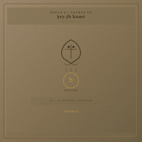 Número do Decanato 6: ḥry-jb knmt / sbšs - Touro