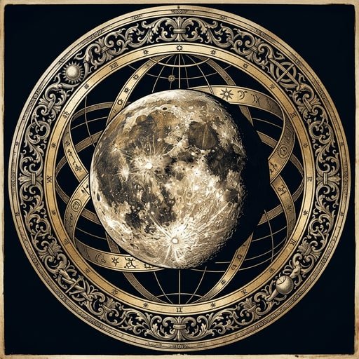 Artwork depicting Waning Gibbous phase