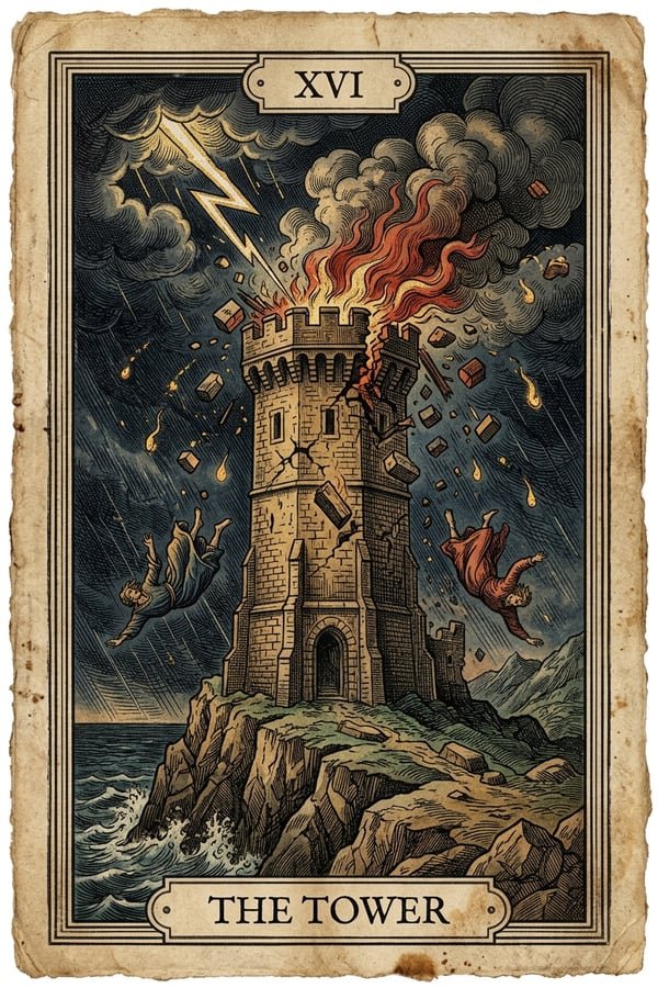 Traditional copperplate engraving: The Tower